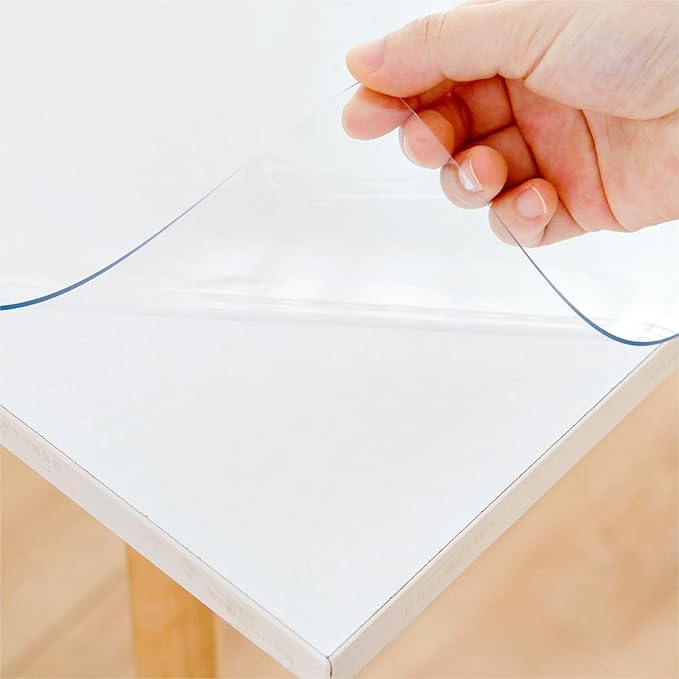 24 x 108 Inch Clear Table Cover Protector, Clear Table Protector for Dining Room Table, 1.5mm Plastic Table Cover, Waterproof Table Pad for Kitchen, Office