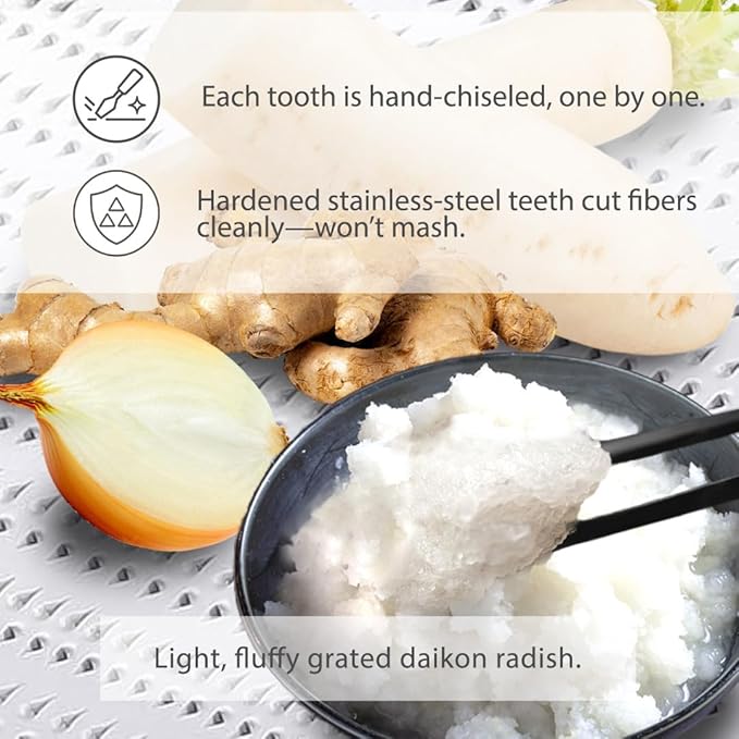 TIKUSAN Japanese Grater Oroshigane Slicer Stainless Steel Made in Japan for Radish Garlic Ginger Fruits Root Vegetables (4.1"x8.5")