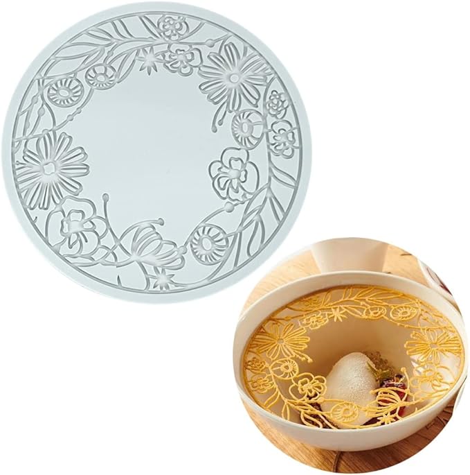 Silicone Molds 3D Hollow Leaf Chocolate Molds Honeycomb Bee Candy Mold Flower Pattern Fondant Mold Cake Topper Sugar Craft Decoration (I_Flower_7.32 * 0.12inch)