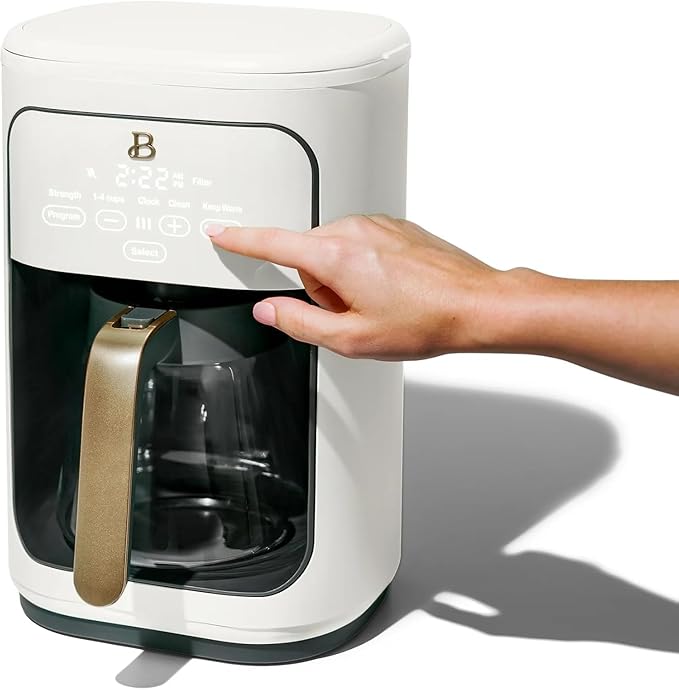 Beautiful 14-Cup Programmable Coffee Maker with Touch-Activated Display – Brew Hot Coffee Fast, Keep Warm & Auto-Pause (White Icing)