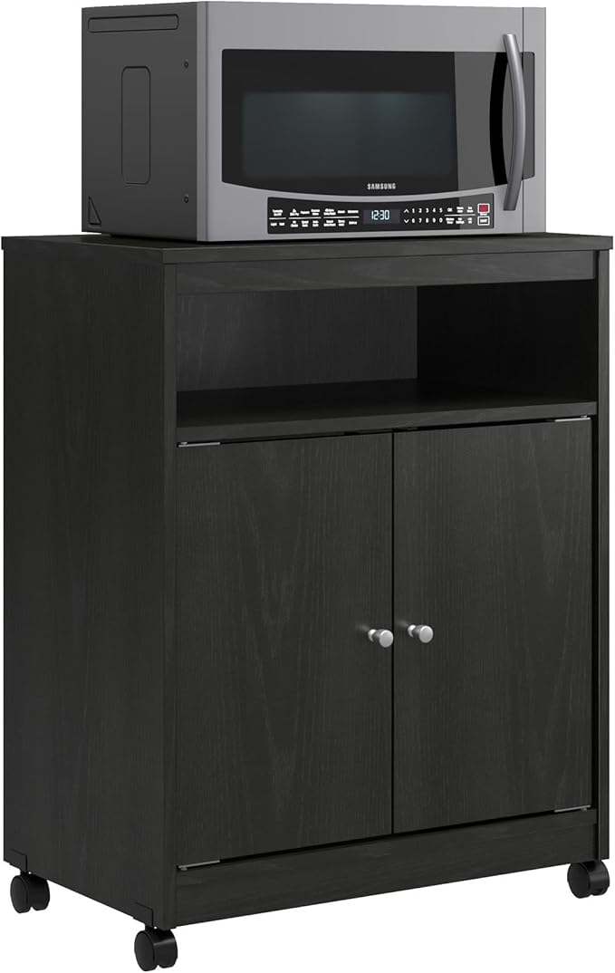 Ameriwood Home Landry Microwave Cart, Black Oak