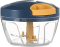 Ourokhome Manual Food Processor Vegetable Chopper, Portable Hand Pull String Garlic Mincer Onion Cutter for Veggies, Ginger, Fruits, Nuts, Herbs, etc., 500ml, Deep Blue