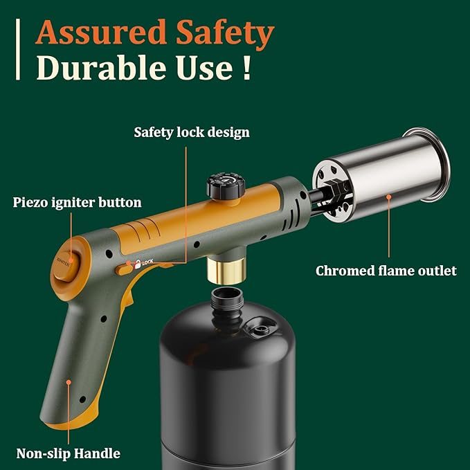 TONYFUL Powerful Propane Torch, Kitchen Cooking Torch, Culinary Torch Campfire Starter, Adjustable Grill Torch for Searing Steak, BBQ, Weeding(Propane Tank Not Included)