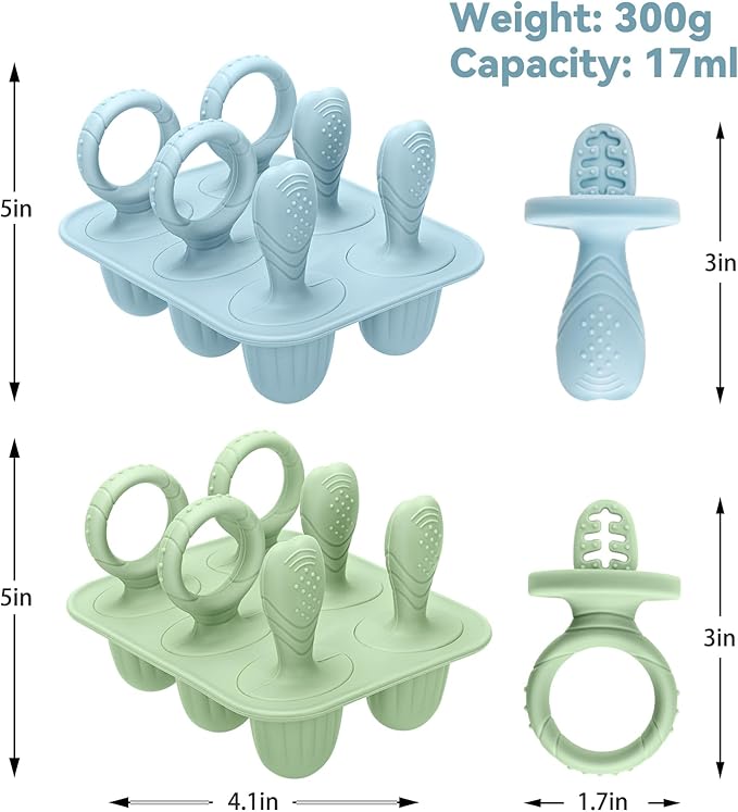 Silicone Toddlers Popsicle Molds with Sticks, 2Packs Mini Popsicles Molds for Baby Breastmilk Popsicle Molds for Teething Relief, Frozen Treats Maker Popsicle Maker Ice Pop Mold for Babies Kids