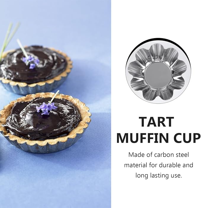 Unomor 6pcs Reusable Stainless Steel Tart and Cupcake Molds Baking Pans for Muffins Pies and Desserts Silver Kitchen Bakeware