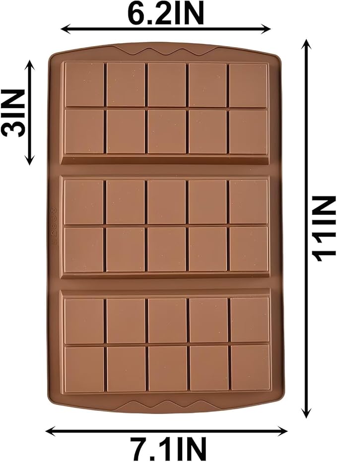 2 Pc Chocolate Bar Mold Set, 10 Snap 4/5 Inch Deep Large Chocolate Mould Silicone Break Apart Thick Silicone Molds for Candy, Dubai Pistachio, Snacks and Desserts