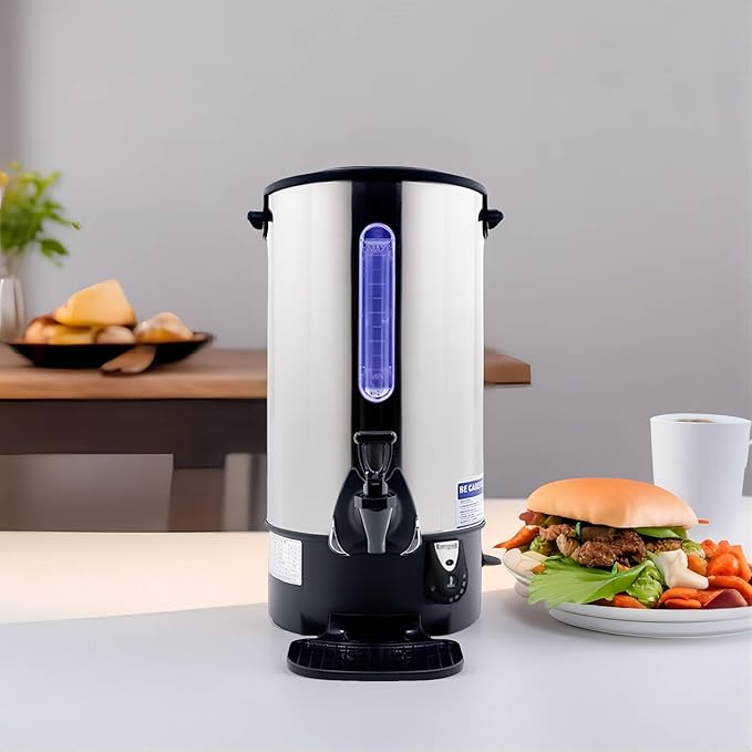 Commercial Electric Kettle Warmer Stainless Steel Hot Water Dispenser Hot Water Boiler And Warmer with Faucet Quick-Temp or Boil for Tea Coffee 1500W 8.8 Liter Capacity
