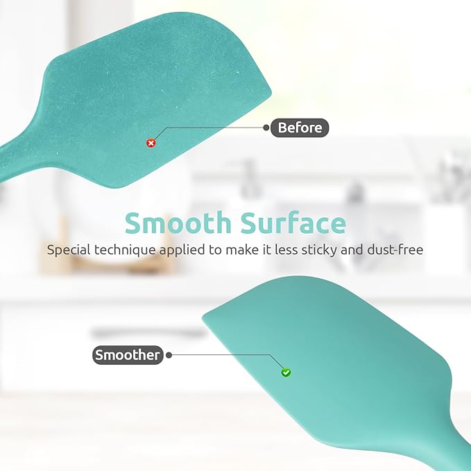 14in Extra Long Silicone Spatula: U-Taste 480ºF Heat Resistant Flexible Baking Mixer Scraper, Large Rubber Mixing Stirring Scraping Seamless Kitchen Turner Utensil for Nonstick Cookware (Aqua Sky)