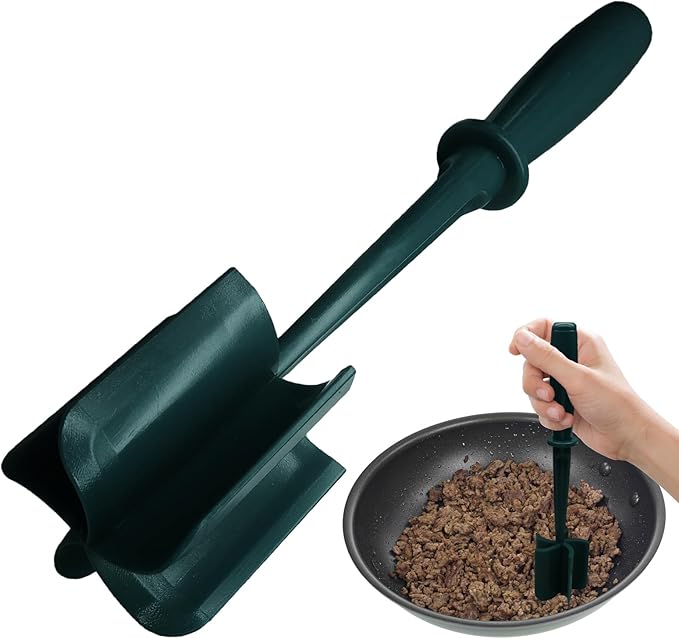 Meat Masher, 5 Curve Blade Hamburger Chopper, Heat Resistant Meat Masher for Ground Beef, Mix and Chop Kitchen Tool, Food Smasher Tool for Hamburger, Beef, Potato, Tomato, Avocado (Aqua)