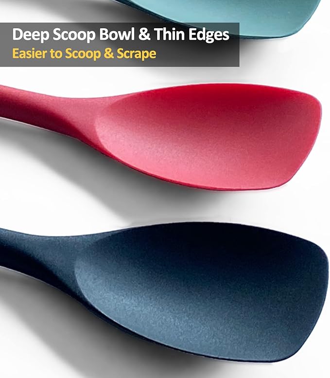 Upgrade Silicone Spatula Spoon Set,VOVOLY Heat Resistant Rubber Spoonula, Seamless Non-Stick Flexible Scrapers for Baking Mixing Tool,3 Pack,