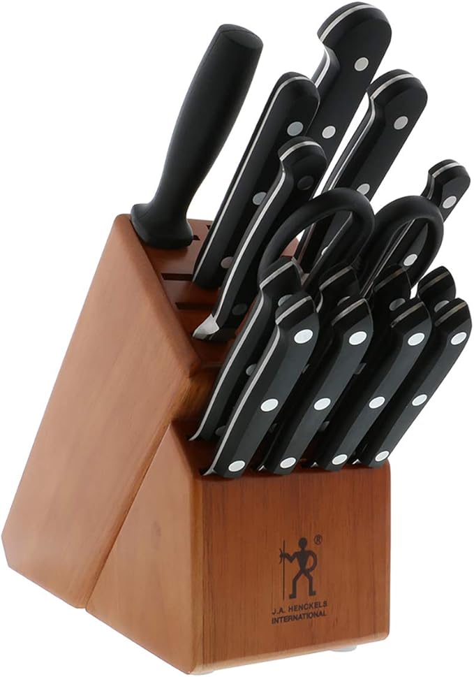 HENCKELS Classic Razor-Sharp 16-Piece Knife Block Set, Chef Knife, Bread Knife, German Engineered Informed by 100+ Years of Mastery