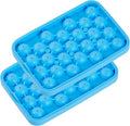 Round Ice Cube Tray 2 Pack BPA Free Silicone Flexible Easy Release 1.1 Inch x 50PCS Small Ice Ball Maker Mold for Whiskey, Cocktail, Chilling (Blue)