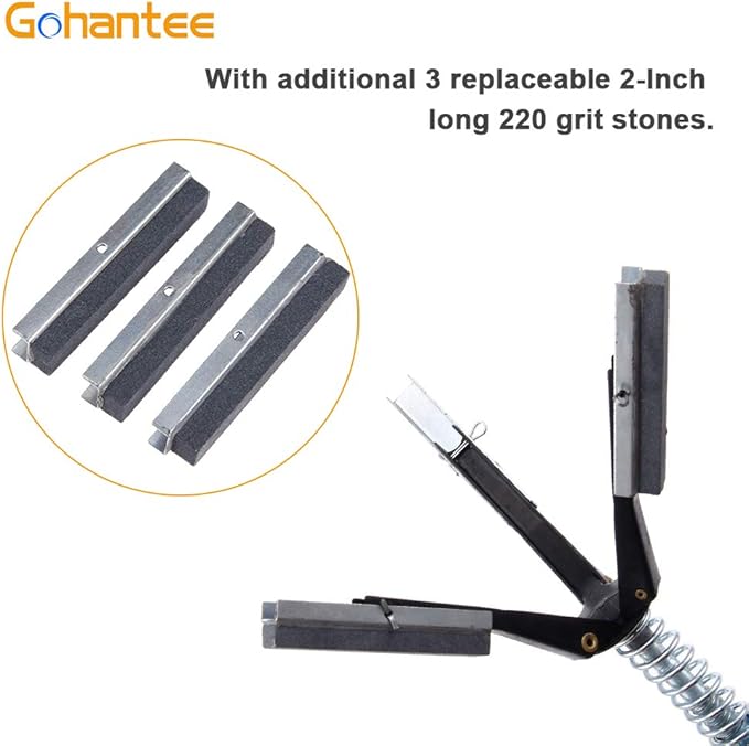 gohantee Engine Cylinder Hone Deglazer Adjustable 1-1/4" to 3-1/2" Diameter with 3-Piece 2" Long Stones 220 Grit