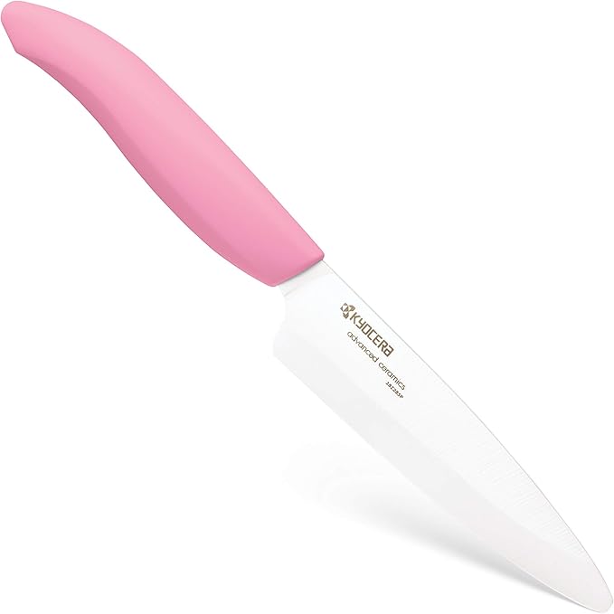 Kyocera Ceramic Revolution 4.5-inch Utility Knife, Pink Handle, White Blade