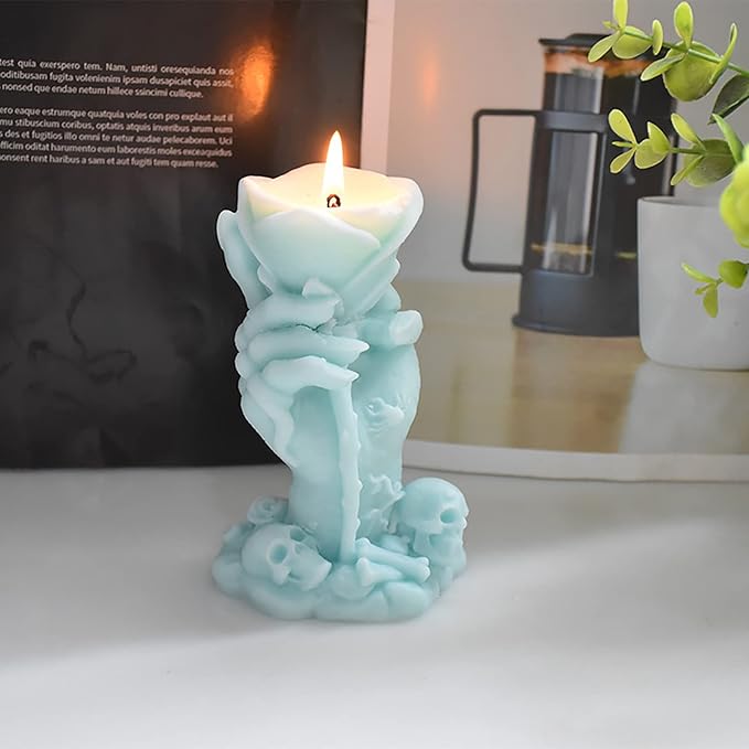 4 Inch Skull Rose Candle Resin Mold - Resin Casting Silicone Molds for Home Decor & Candle Making Wave Spiral Mold