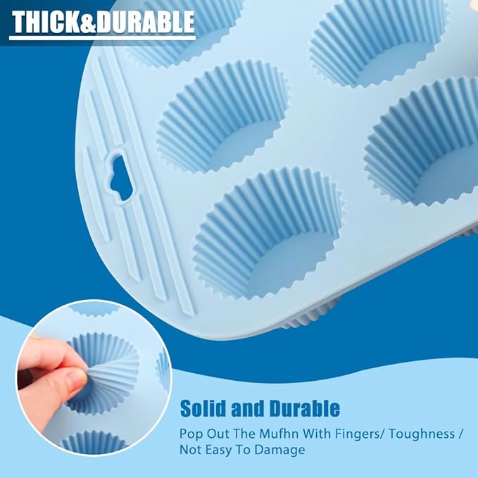 4 Pack Silicone Muffin Pan for Baking, Silicone Cupcake Pan, 9 Cup Nonstick Cupcake Baking Pan Molds, BPA Free silicone Muffin Pans for Making Muffin Cakes, Tart, Bread - 4 Colors