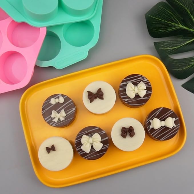 Actvty Round Chocolate Covered Cookie Molds, 3 Pcs Cylinder Chocolate Candy Silicone Molds, Perfect for Chocolate Covered Oreos, Candy, Cakes, Jelly, Muffin, Soap