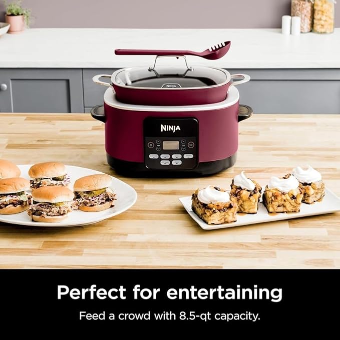 Ninja Foodi PossibleCooker PRO 14-in-1 8.5 Qt Multi-Cooker – Replaces 14 Tools, Nonstick Pot, Glass Lid & Integrated Spoon (Cherry Tarte)