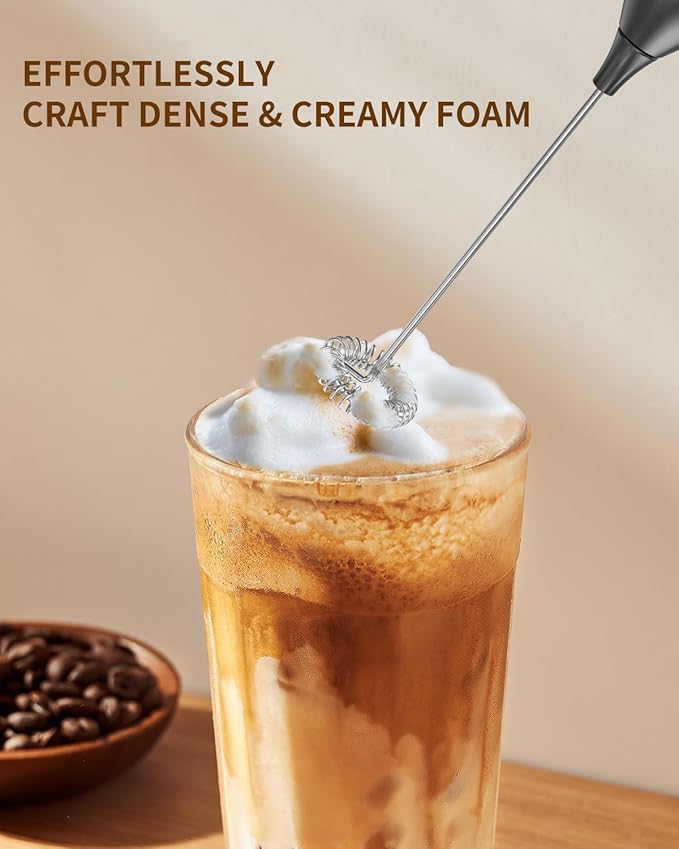 CIRCLE JOY Milk Frother, Electric Coffee Frother, Handheld Mini Foamer for Matcha Lattes, Cappuccino, Kitchen Gifts, Black