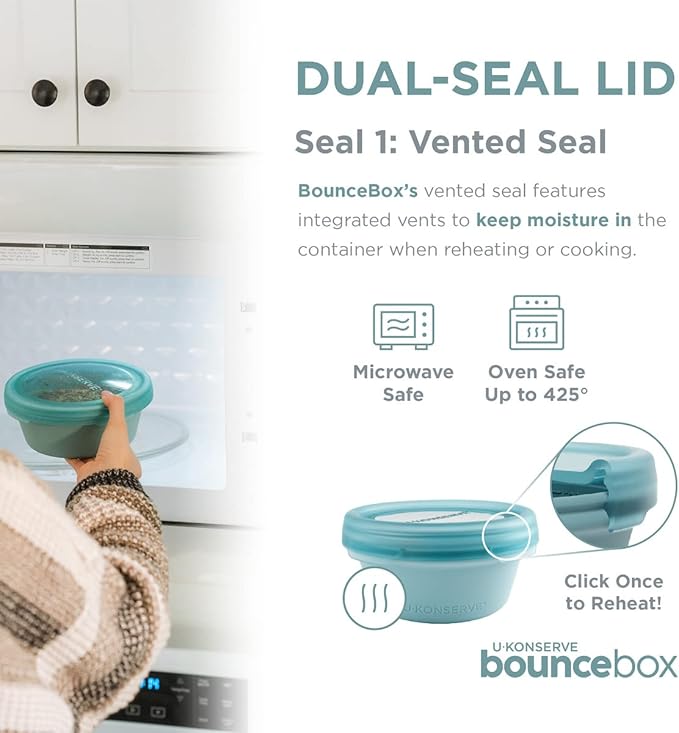 U Konserve Platinum Silicone Food Storage Bento Box Dual Seal Container - Leak Proof, Shatter Proof, Dishwasher Safe, Plastic Free - 8oz (Night Harvest)
