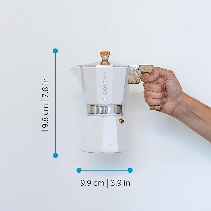 GROSCHE White Milano Stovetop Espresso Maker, 6 cup