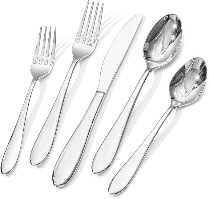 KINGSTONE 20-Piece Silverware Set for 4,18/10 Premium Stainless Steel Flatware Set, for Home, Restaurant, Wedding and Party Use, Mirror-Polished Cutlery Set, Dishwasher Safe.