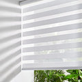 Persilux Cordless Zebra Blinds for Indoor Windows, Free-Stop Cordless, Light Filtering Sheer Shades Dual Layer for Day and Night, Roller Shades for Home (23.5" W X 64" H, White)