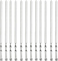 Antallcky 12 Pack Kebab Skewers BBQ Barbecue Skewers Stainless Steel Sticks 23.5 Inch Heavy Duty Large Wide Reusable with NonSlip Ring Handle Ideal for Shish kabob Chicken Shrimp angd Vegetables