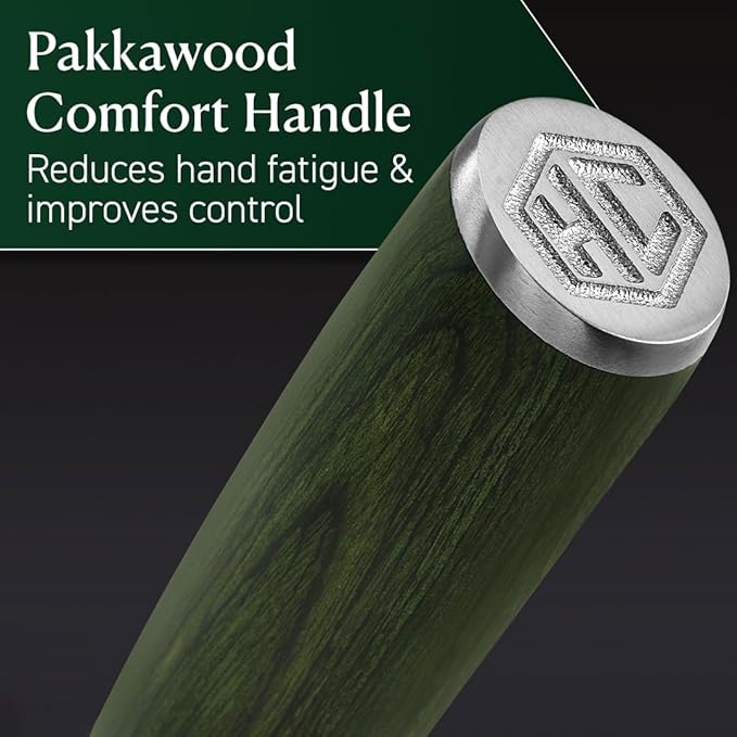 HexClad Honing Rod, 9 -Inch Japanese Damascus Stainless Steel Rod, Pakkawood Handle