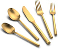 30-Piece Matte Gold Silverware Set, Hand Forged Utensil, Stainless Steel Flatware Set, Hexagon Handle Cutlery Set for Home Hotel Use, Service for 6