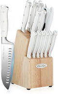 Harriet 14-Piece Knife Block Set, High-Carbon Stainless Steel Chef Knives with Triple Rivet Handles, Sharpening Steel & Multifunctional Shears | Santoku, Bread, Steak Knives & Wood Block