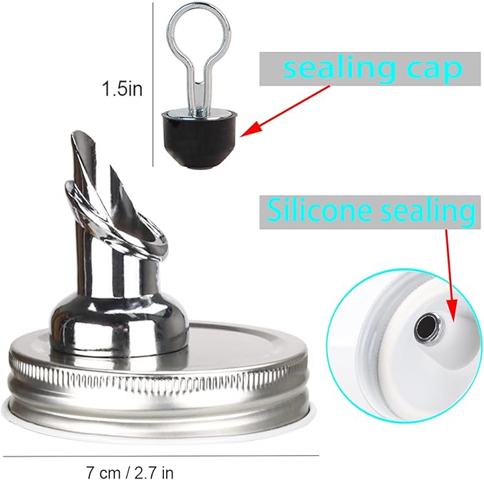 Mason Jar Pour Spouts. free flow Mason Jar Pour Spouts, mason jar for spout regular mouth size 70mm dispenser germination cover. Suitable for any liquid (4 pieces stainless)
