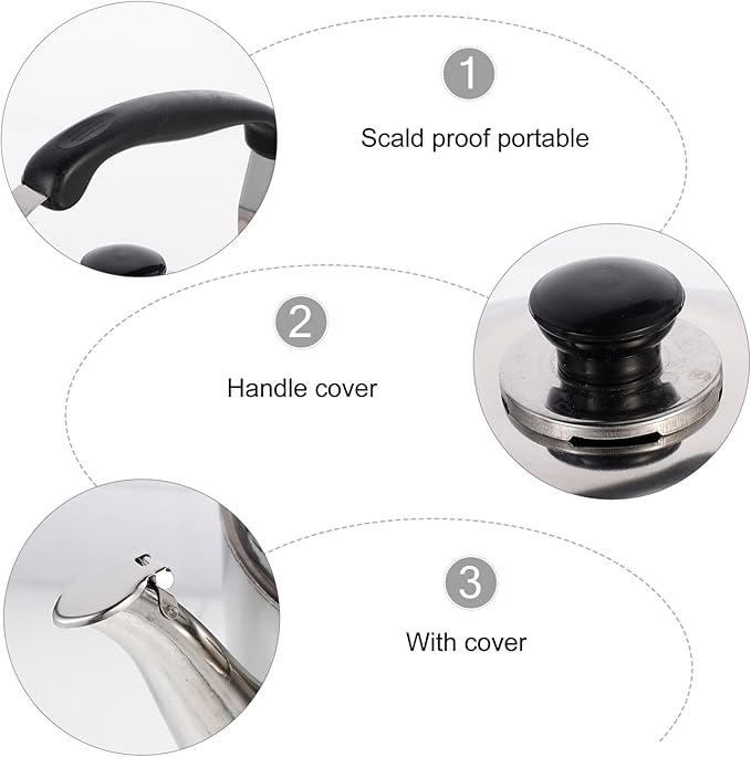 Cabilock 6L Stainless Steel Whistling Tea Kettle Large Capacity Stove Top Water Pot with Ergonomic Handle for Home Kitchen