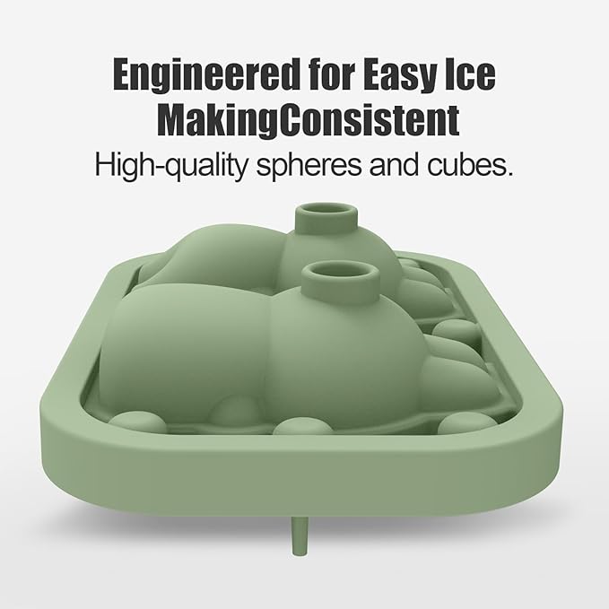 3D Rabbit Shapes Ice Cube Mold Silicone Large Ice Cube Molds 2.5 inch Animal Ice Cube Tray for Cocktails, Bourbon,Brandy, Whiskey Gifts for Men (Green)