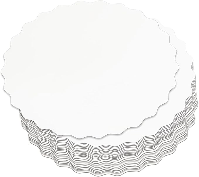 qiqee 11 Inch White Wave Cake Boards Round 15-Packs Circles Rounds Base Food-Grade Cardboard Wave Cake Plate（Thinner But Stronger）