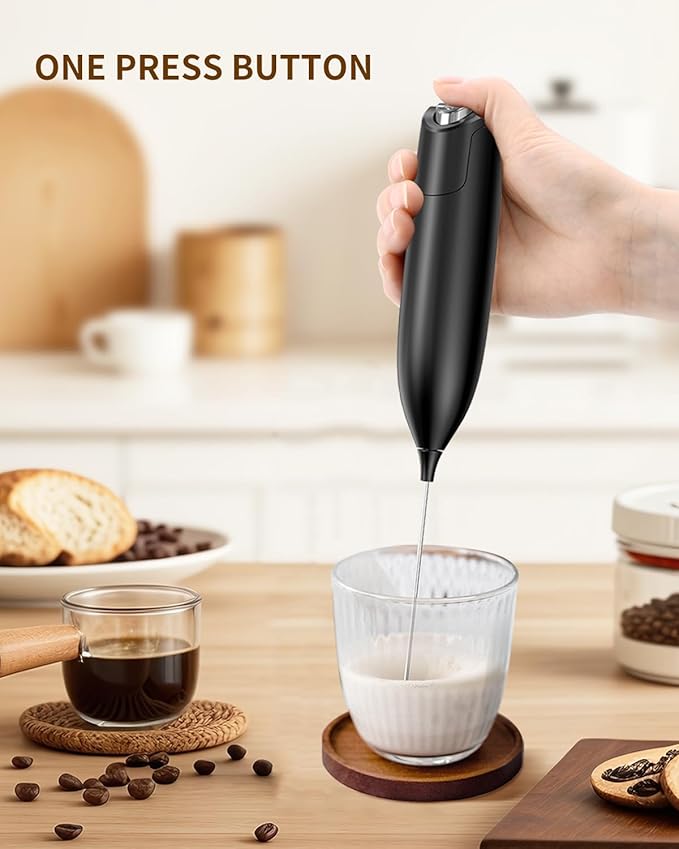 CIRCLE JOY Milk Frother, Electric Coffee Frother, Handheld Mini Foamer for Matcha Lattes, Cappuccino, Kitchen Gifts, Black