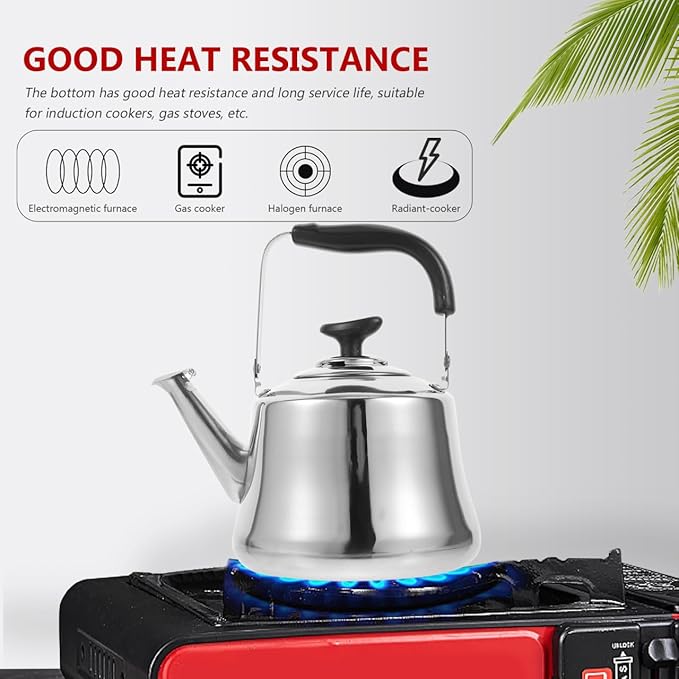 Luxshiny Whistling Tea Kettle: Stainless Steel Boil Water Kettle with Filter for Home and Office Use - 1.5L (Silver)