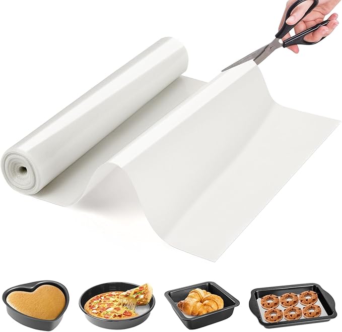 Silicone Baking Mat Roll Cut to Size- Food Grade Macaron Bread Pizza Mat- Reusable Silicone Mat for Baking, Washable Oil-Proof Refrigerator Liners Air Fryer, Craft Mat, Silicone Work Mat