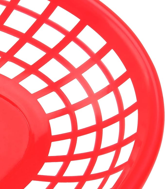 60 Pack Red Plastic Oval Fast Food Baskets - 9x5.7x1.6 Inch, Perfect for Picnic, Deli Serving, Chicken, Burgers and Fries