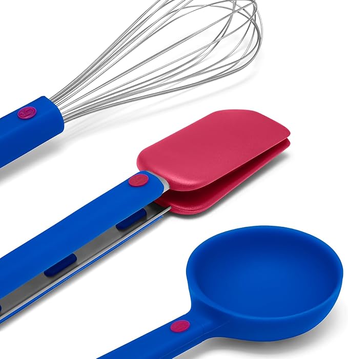 Great Jones Tool Family – 3-Piece Large Kitchen Utensil Set (Whisk, Tongs, Spoon) | BPA & BPS-Free, Heat-Resistant Cookware | Ergonomic Design & Dishwasher-Safe (Blueberry)