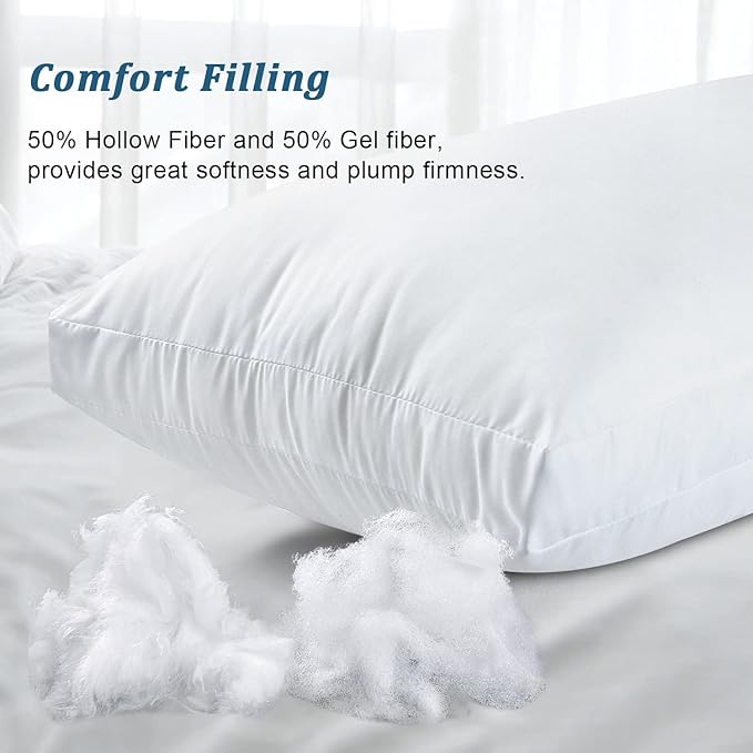 EIUE Bed Pillows for Sleeping 2 Pack Queen Size，Super Soft Down Alternative Microfiber Filled Pillows,20 x 30 Inches,White