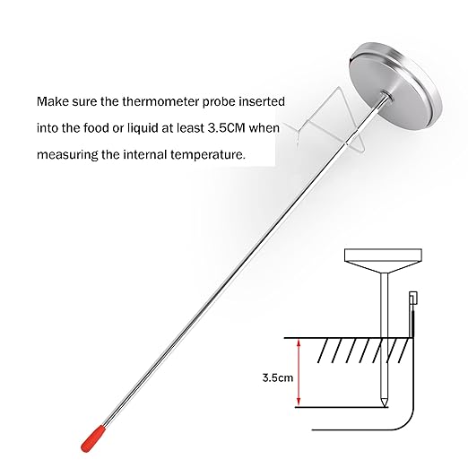 Candy Thermometer and Deep Fry Thermometer with 2 Inch Large Dial, 9 Inch Stainless Steel Probe – Temperature Guide for Candy Making, Frying, Confectionery, Dessert, Chocolate, Jam, and BBQ