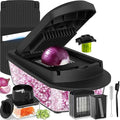 12 Blade All-in-1 Vegetable Chopper Mandoline Slicer with Container, Spiralizer with Contianers, Food Chopper, Onion Chopper, Veggie Cutter for Salad, Kitchen Gadgets Accessories Essentials, Black