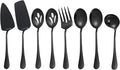 Black Serving Utensils,8 Pcs Stainless Steel Serving Utensil Set Include Serving Spoons,Serving Fork,Soup Ladle,Lasagna Server,Pie Server,Large Serving Set for Parties Buffet Home,Dishwasher Safe