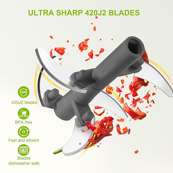 Manual Food Processor Vegetable Chopper, Portable Hand Pull String Garlic Mincer Onion Cutter for Veggies, Ginger, Fruits, Nuts, Herbs, etc., 900ml-Gray