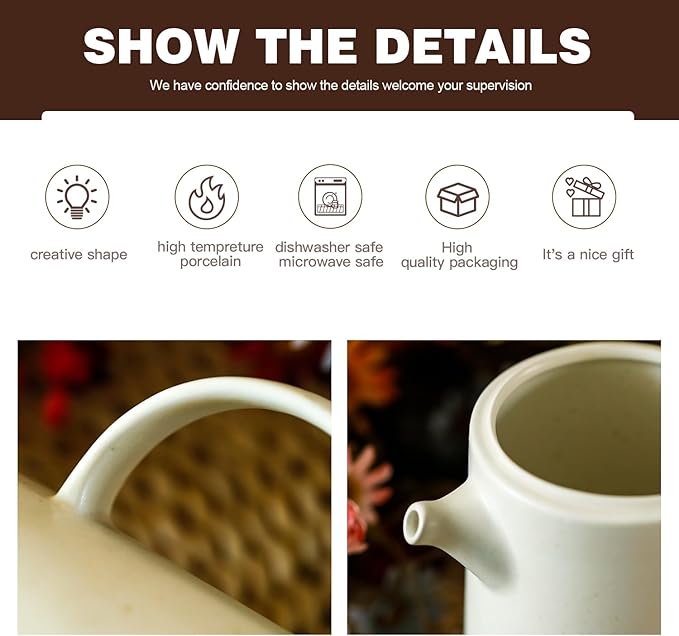 Pour Over Coffee Maker Set Vintage Ceramic Pour Over Coffee Dripper Set with 20 Count Paper Coffee Filters,for Home Café Restaurant Camping,15.8 Ounces(White)