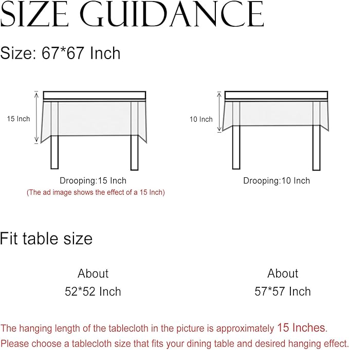 ISAENNE Designer Christmas Linen Square Tablecloth,Light Beige Western Elegant Table Cloth,Fall Wrinkle Resistant Decor Tablecloths for Dining Thanksgiving Kitchen Christmas,67"*67"-Carol G