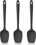 600ºF Heat Resistant Spatulas, High Heat Food Safe Semless Kitchen Silicone Spoon Spoonula Scraper Set for Cooking Baking Mixing Scraping Stirring Nonstick Cookware Pan Bowl (3Pcs,Black)