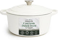 Larder & Vine Enameled Cast Iron 5.7qt Dutch Oven Pot with Lid | Bread Baking | Compatible on All Cooktops & Oven Safe to 500° F | Great for Sourdough Bread | White