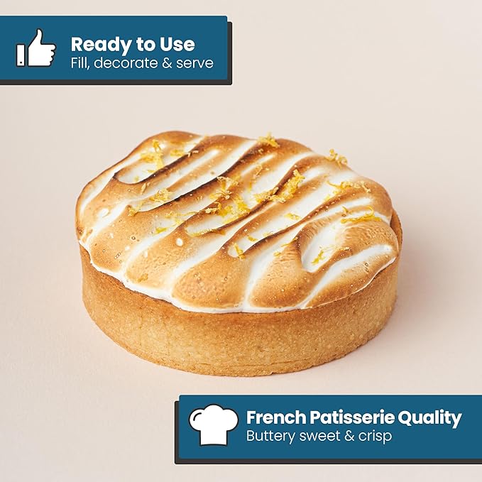 Cambie Square Vanilla Tart Shells, French Style Tart Shells, White Chocolate Coating (Round, 1 Count (Pack of 1))